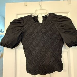 English factory size, small Elegant Black Women's Top small button closure back